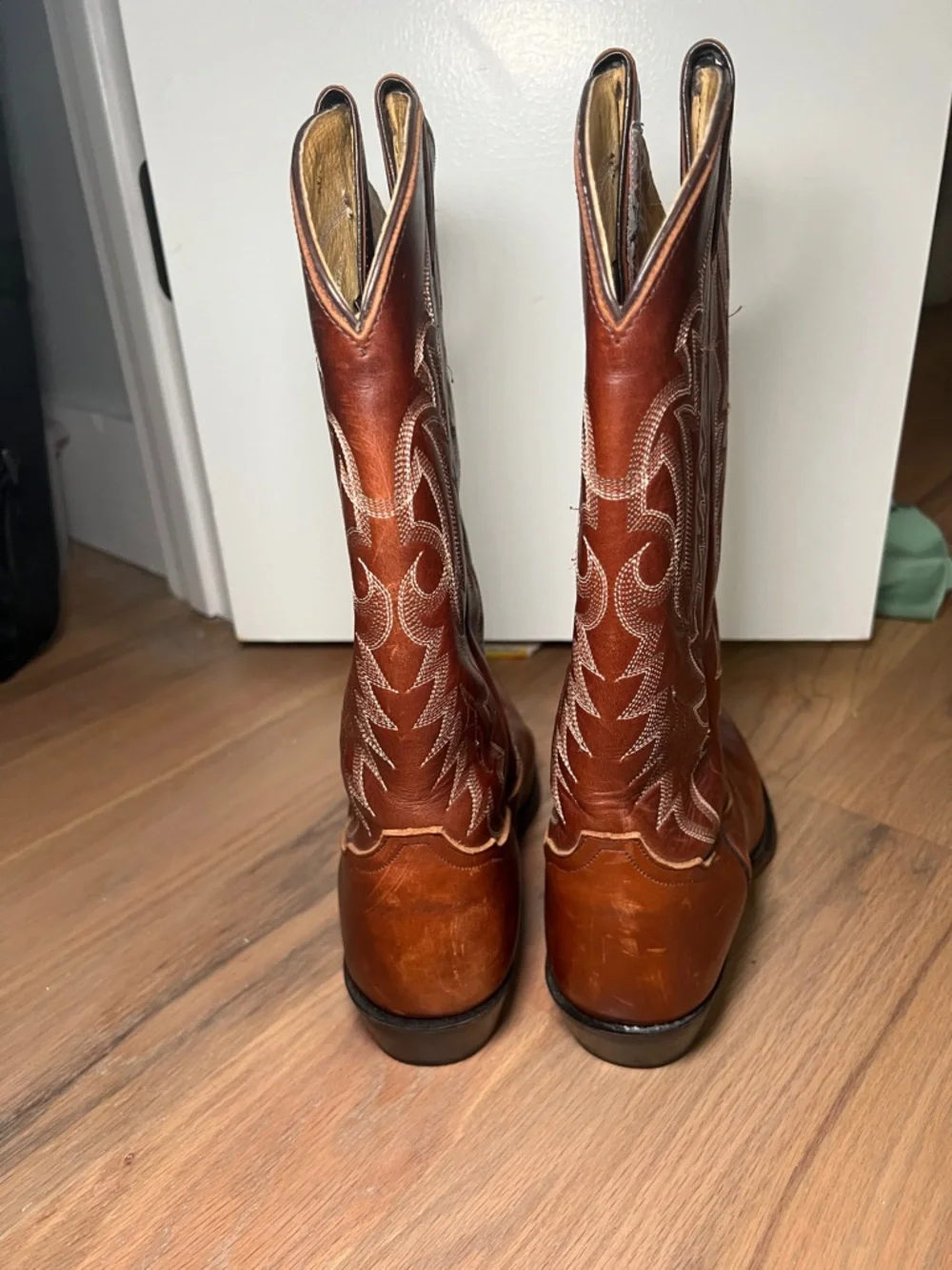 Tony Lama Brown Leather Western Heeled Boots - Picture 5 of 9